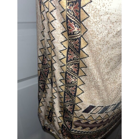 Womens Southwestern Aztec Print Shirt Size XXL Top Tan Stretch Comfort L/S - Picture 2 of 9